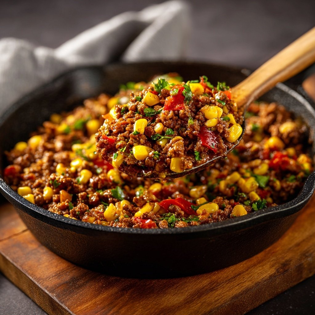 Hackfleisch Pfanne mit Mais