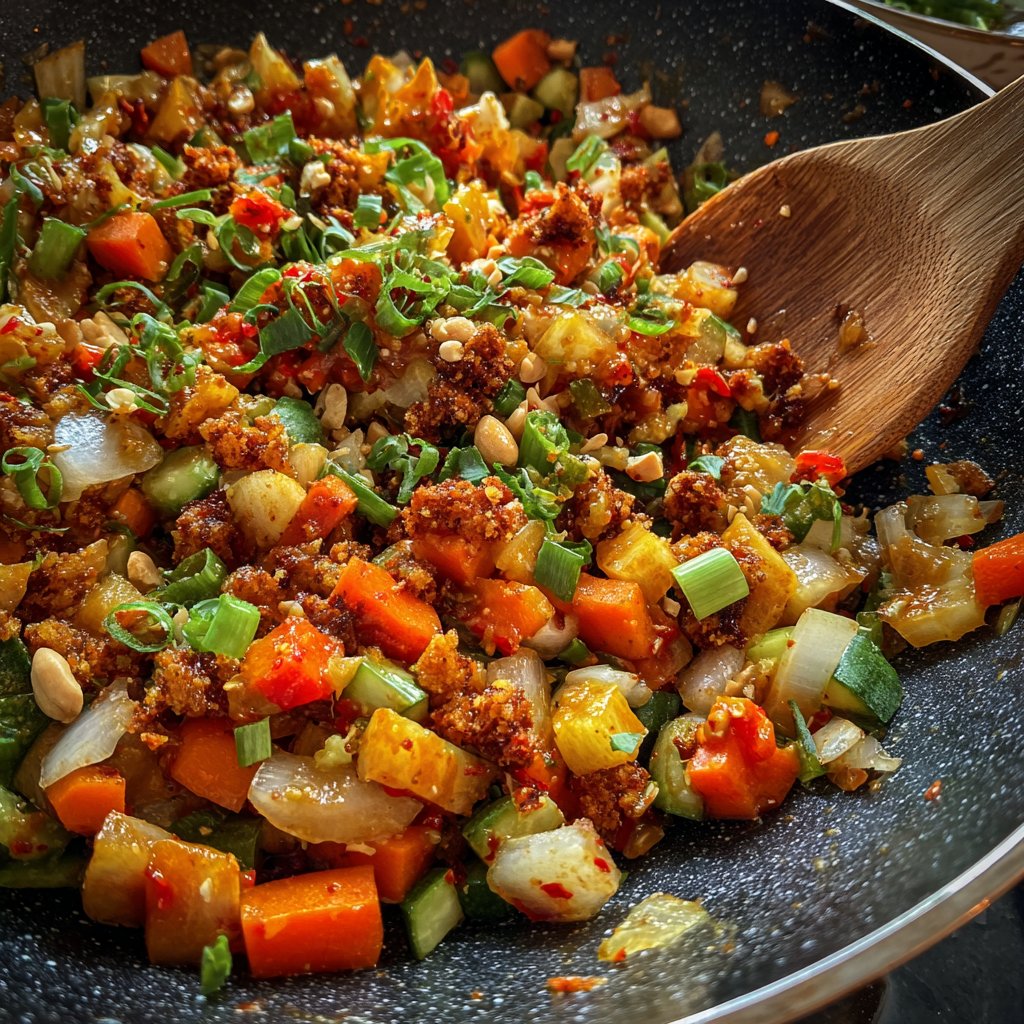 Asiatische Gemüsepfanne mit Erdnuss