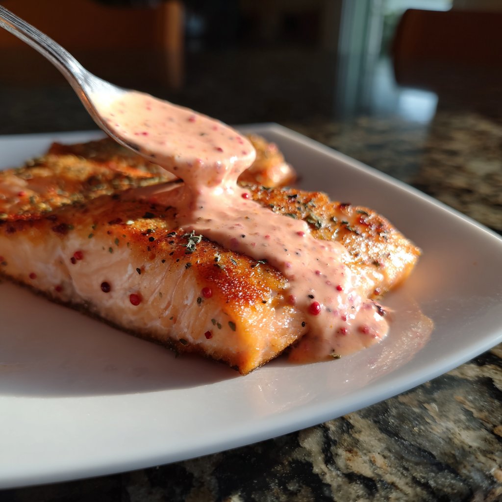 Lachs mit rosa Pfeffersauce