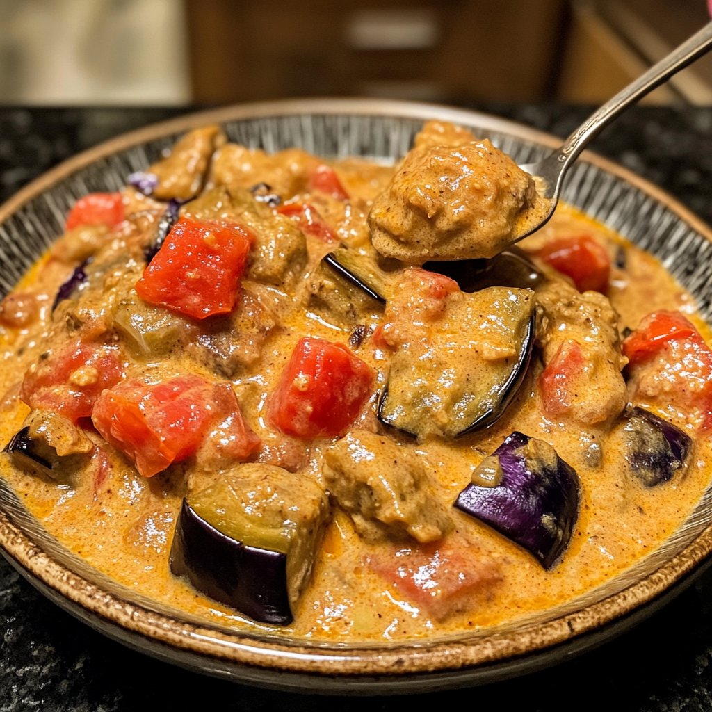 Curry mit Aubergine und Tomaten