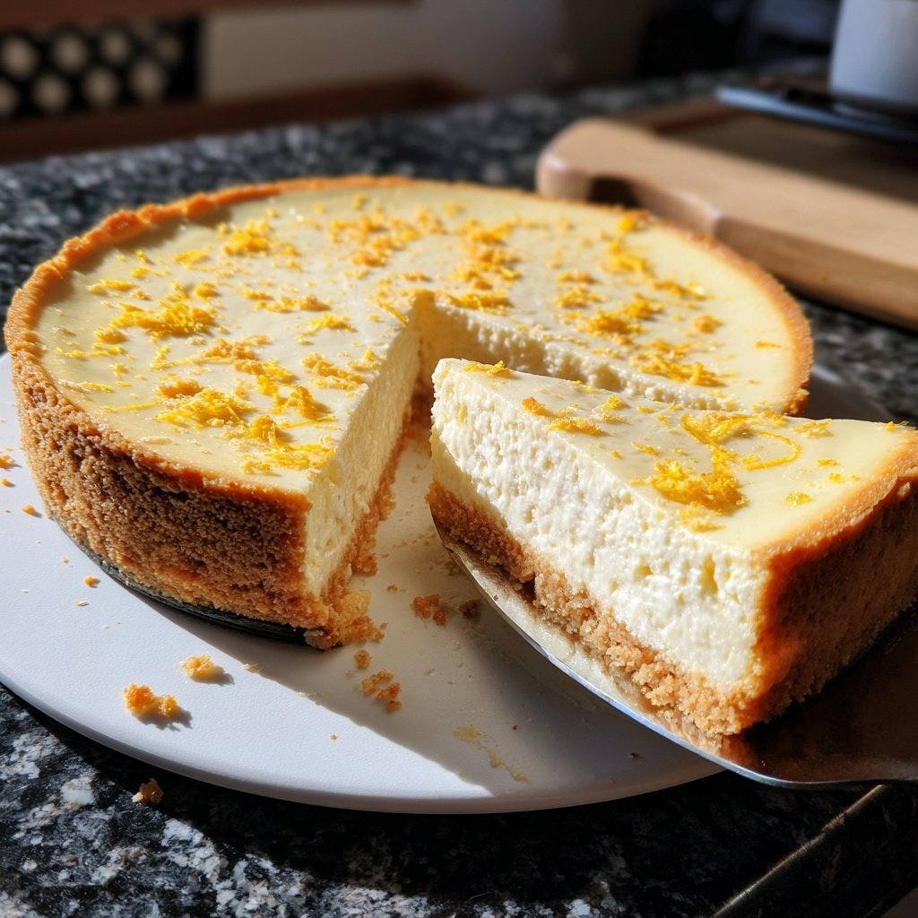 Käsekuchen mit Vanille und Zitronenabrieb