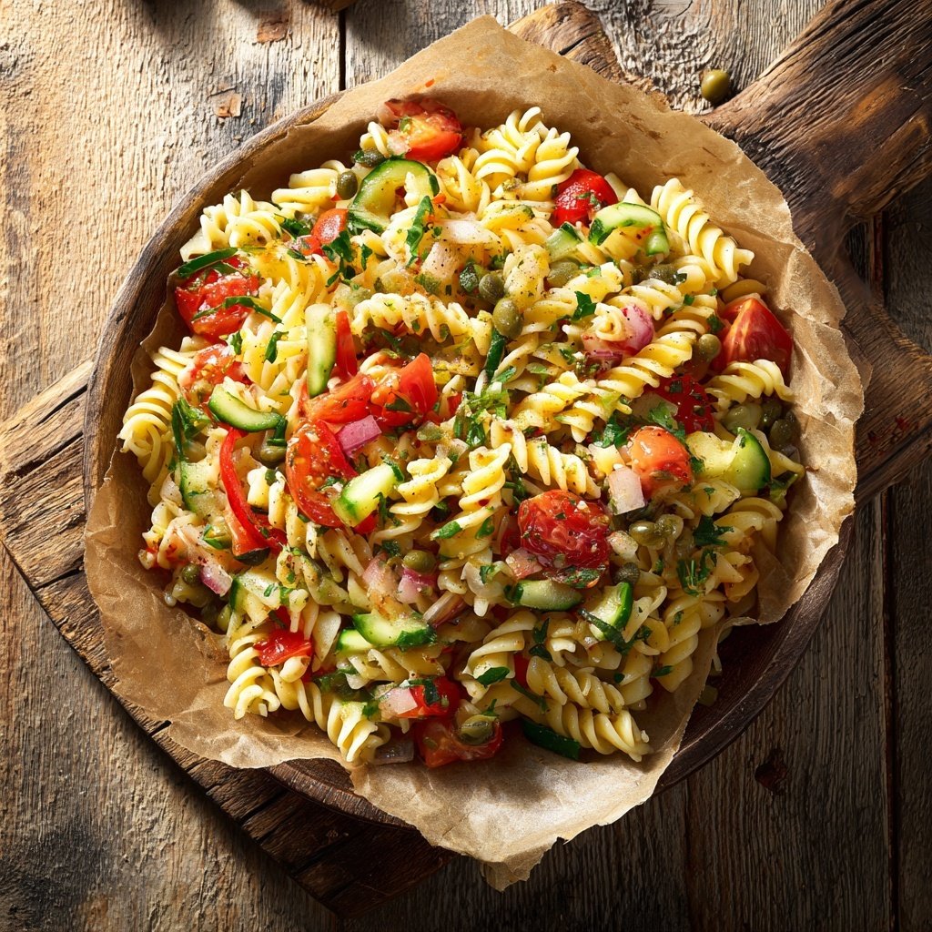 Mediterraner Nudelsalat Mit Kapern